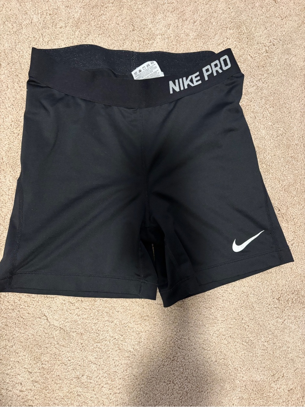 Nike Pro Black Compression Bike Shorts with White Swoosh